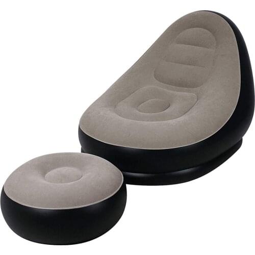 PVC Inflatable Sofa with Foot Rest Cushion Stool Garden Lounger Home Leisure Living Room Air Lounge Chairs Furniture Infatables