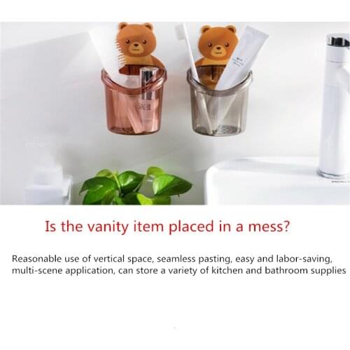 1pcs Brush Holder Toothbrush Holder Bathroom Cartoon Toothbrush Toothpaste Wall Suction Holder Rack Container Organizer