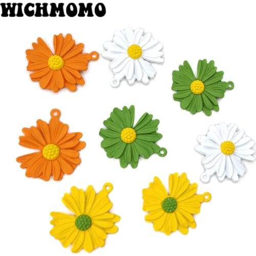 New Fashion 32*28mm 4pieces/bag High Quality Zinc Alloy Paint Flowers Charms Pendant for Earring Necklace Jewelry Accessories