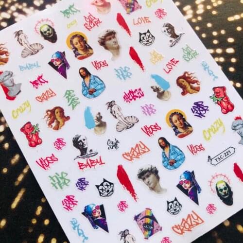 NEWEST TSC-214 film DESIGNS CROSS 3d nail art stickers decal template diy nail tool decorations