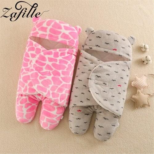 ZAFILLE Thicken Newborn Baby Wrap Blankets Winter Baby Sleeping Bag Cartoon Cute Envelope For Newborn Sleepsack 0-6M Baby Things