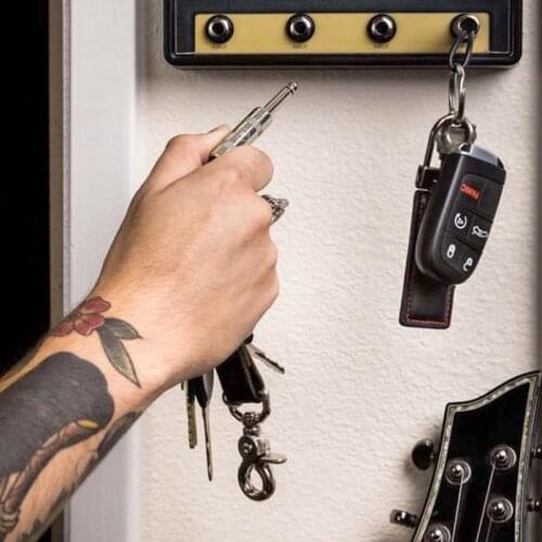 Zip lock plastic bags transparent Guitar Key Holder 6.35mm Audio Plug Type Keychain Portable Zinc Alloy Key Accessory