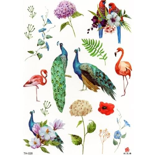 New Design Flamingo Flower Fake Tattoo for Adult Original Waterproof Temporary Arm Tatoo Stickers Body Art Tattoos