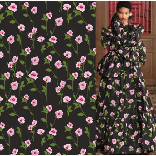 Polyester satin dress fabric flower floral pattern European brand fabric custom flower printed cloth thin patchwork z1