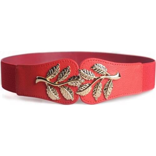 Fashion Retro Style Waist Belt Women Girl Stretch Skinny Retro Elastic Buckle Waist Belt Dress Leaves Decor Waist Belt ремень