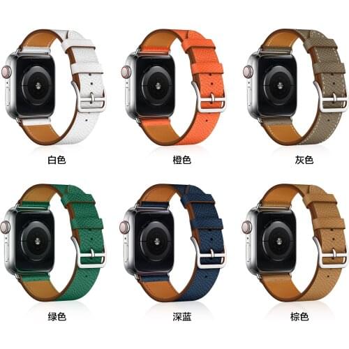 Genuine Leather loop strap for Apple watch band 44mm 40mm 38 42 For iWatch series 6 se 5 4 Single tour bracelet Leather strap