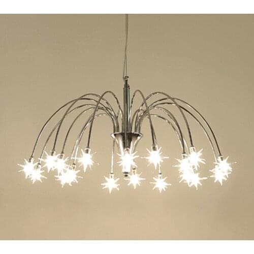 Modern Lustre Chrome Led Chandeliers Lighting Glass Star Living Room Led Pendant Chandelier Lights Bedroom Hanging Light Fixture