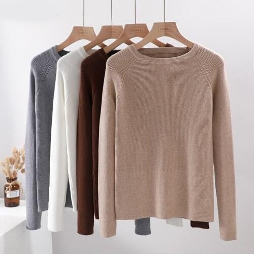 Casual basic autumn winter thick Sweater Women long sleeve o-neck Soft Knit sweater Pullovers solid female Jumper top