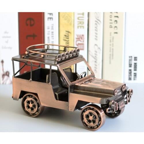 Home Office Desk Decoration Jeep Model Iron Crafts Retro Metal Ornaments Room Decor Handmade Small SUV Figurines Miniatures