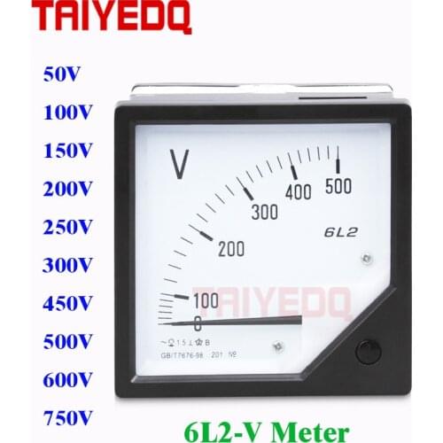 6L2-V pointer voltmeter analog volt meter 80mm x 80mm AC50V 100V 150V 250V 300V 450V 500V 600V 750V Electric Votage Meter