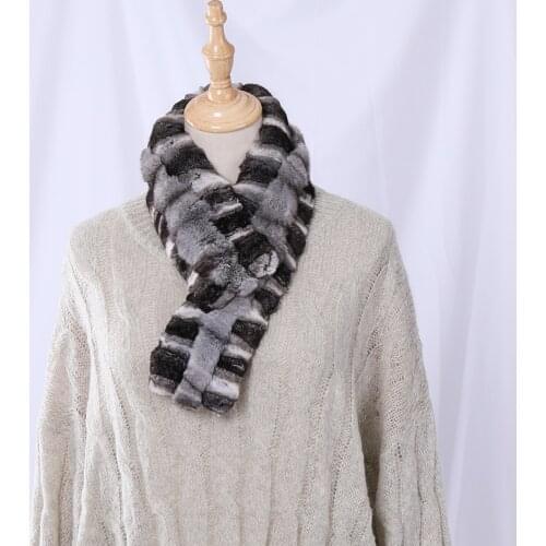 Highend Quality Womens 100% Real Chinchilla Fur Scarf Girls Scarves Lady Wraps Scarfs Natural Color Extrmely Soft Clips Hooks