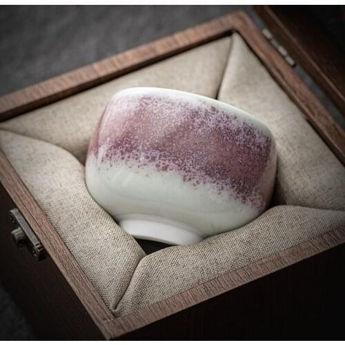 Japanese Tea Bowl Kiln Change Teaware Ceramic Pottery Tea Cup Chinese Kung Fu Cup with Gift Box Office Master Vintage Teacup Art