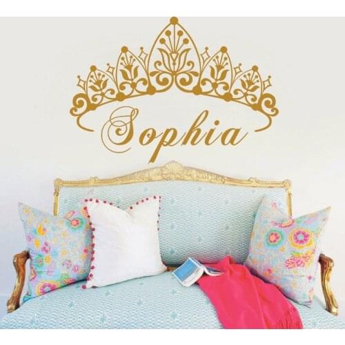 YOYOYU Baby Girl Crown Vinyl Art Wall Sticker Princess Personalized Nursery Custom Girls Name Art Bedroom Decorative Decal Y-604
