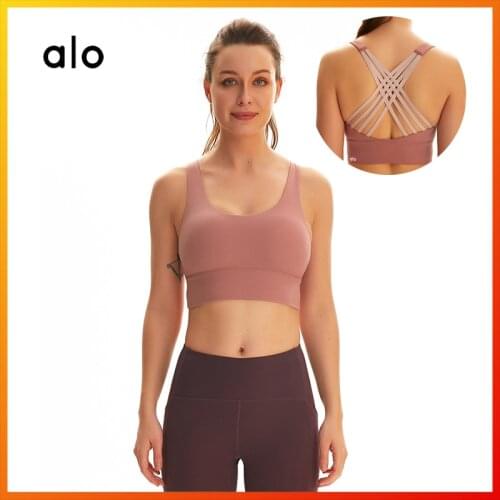 Alo Yoga New Four-color Summer Womens Tube Top Fixed Shockproof Sports Underwear Fitness Running Yoga Bra 2923