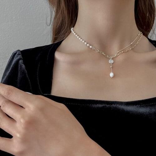 NorthGarden 2021 New Korean Fashion Dainty Pearl Necklace Women Beaded Chain Cute Pearl Pendant Choker Vintage Jewelry Collar