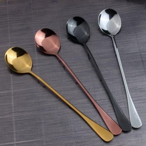 1pc Stainless Steel Coffee Spoon with Long Handle Kitchen Scoops Dessert Tea Spoon Stainless Steel Kitchen Tool