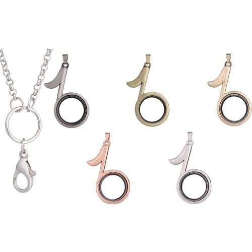 1pcs Music Note no Rhinestone Memory Floating Locket Charms plain Locket Pendant necklace women Jewelry with 60cm chain