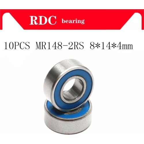 10PCS ABEC-5 MR148-2RS MR148 2RS MR148 RS MR148RS 8x14x4 mm Blue rubber sealed miniature High quality deep groove ball bearing