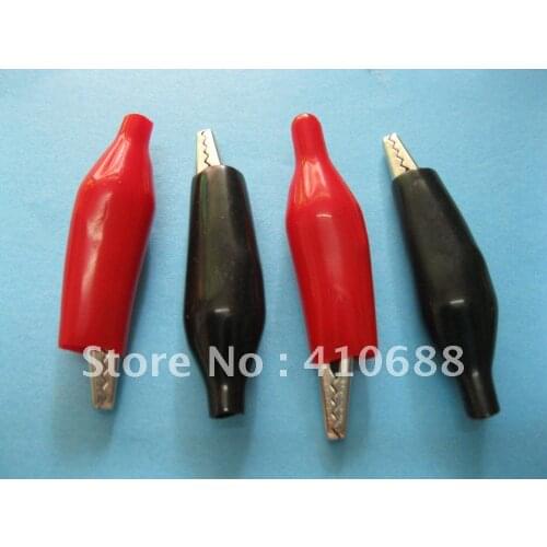 200 Pcs Per Lot Red & Black 2 Color Alligator Clip Connector with Boot Clamp 35mm Middle-sized M HIGH Quality HOT Sale