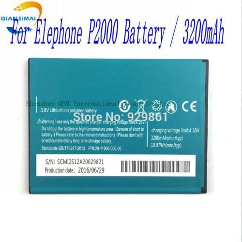 3200mAh New 100% high quality P2000 P2000C Battery for Elephone P2000 P2000C mobile phone +Tracking number