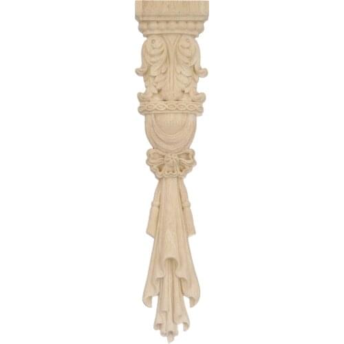 38*8cm Vintage European Unpainted Wood Carved Decal Corner Onlay Applique Frame for Home Furniture Cabinet Door Fireplace Decor