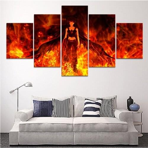 5 Pieces Touhou Girl Animation Pictures Prints Painting Wall Art Modular Canvas Modern Poster Living Room Home Decor