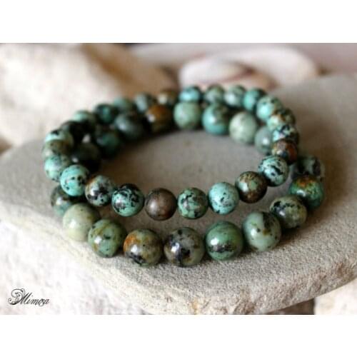 8mm AfricanTurquoise Mala, Turquoises Wrist Mala, Green Beaded Bracelet, Unisex Mala , Chakra Bracelet