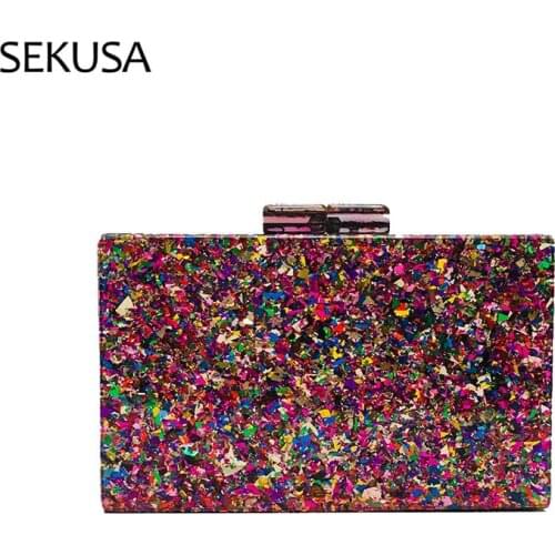 Acrylic Bag Brand Fashion Women Handbag Red Geometric Luxury Wedding Party Evening Bag Woman Casual Box Clutch Purse