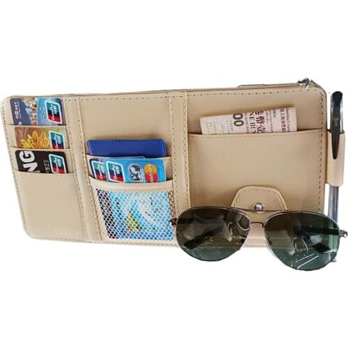 Car Sun Visor Organizer Ticket Pen Holder Storage Bag Clip Auto Sun Visor Business Card Sunglasses Storage Pouch With Zipper