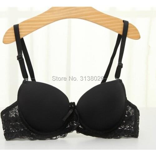 A cup Push Up bra lace 1/2 Cup Hot Sell 2018 Thickening Gathered A Strapless Seamless Brassiere Padded Underwear