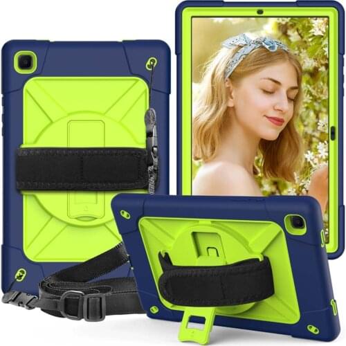Kid Safe Heavy Duty Silicone Hard Cover for Samsung Galaxy Tab A7 10.4'' 2020 Hand Shoulder Strap Stand for SM-T500 SM-T505 Case