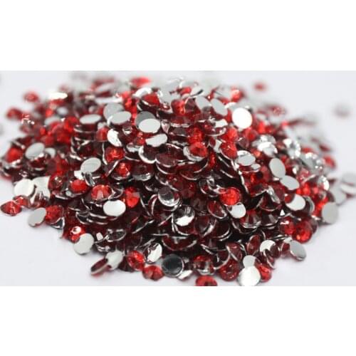 Siam Color 2~6mm Flatback стразы Resin Non hotfix Rhinestones in Bulk Package Plastic Nail Art Decoration for Garment