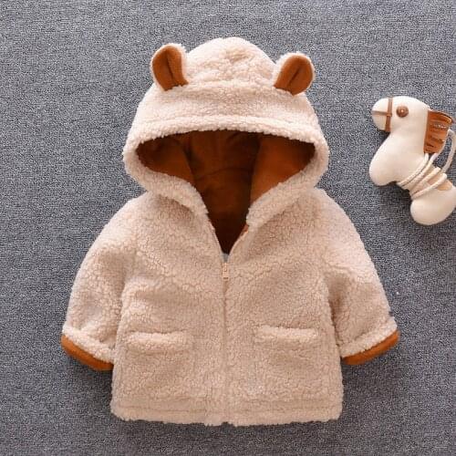 Childrens Clothing Jacket Boys And Girls Baby Infant Long-Sleeved Jacket Fashion Winter Ears Hooded Kids Solid Color Outerwear