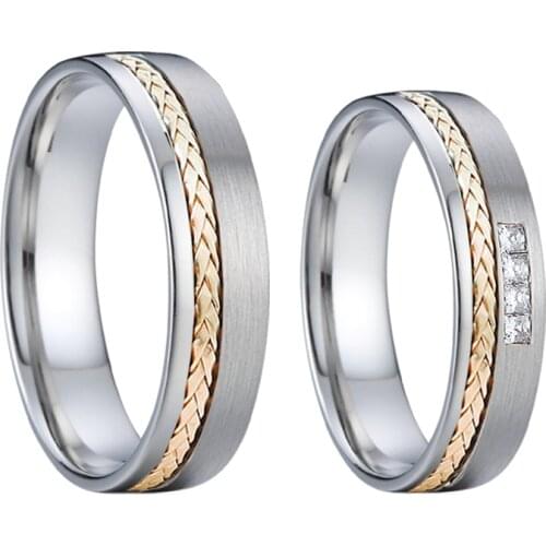 Designer 2 gram 14K rose gold 6mm wedding band couple rings pair his and hers love alliance titanium jewelry rings for women