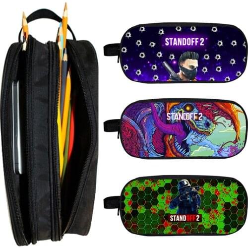 3D Double Layer Standoff 2 Functionary Pencil Case Children Pen Bag Student Cartoon Pencil Box Stationery Bag Women Cosmetic Bag