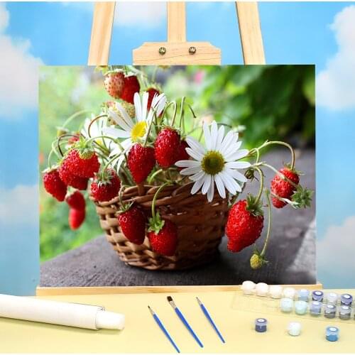 Fruit Strawberry DIY Paint By Numbers Package Acrylic Paints 40*50 Oil Painting Handmade For Handicraft