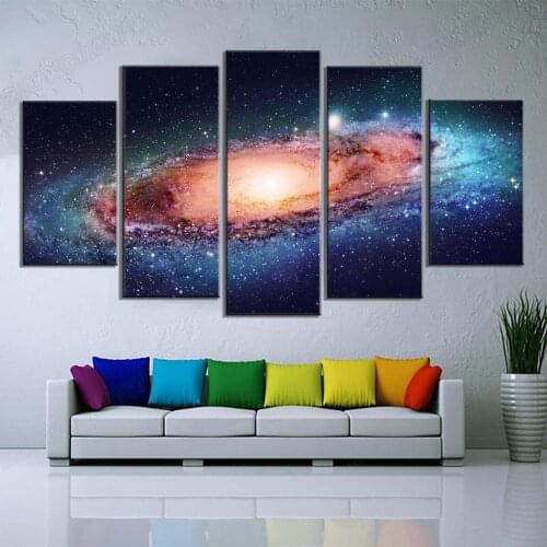 Painting On Canvas Wall Art Frame Home Decor Printed Pictures 5 Pieces Universe Space Nebula Painting Starry Sky Planet Poster
