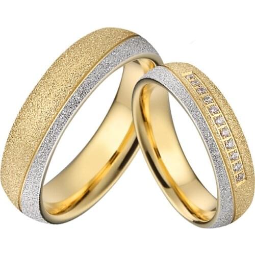 Luxury Golden Emery Alliance Wedding Rings for couple Love titanium steel jewellery marriage finger ring 2020