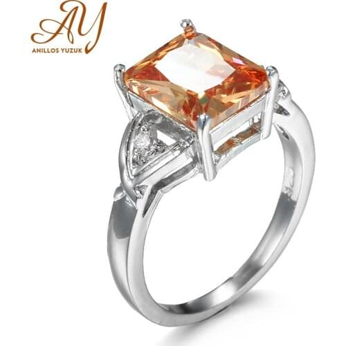 Anillos Yuzuk 925 Sterling Silver Square Shape Gemstone Wedding Engagement White Gold Ring Fine Jewelry Wholesale