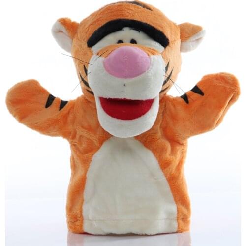 25cm Animal Hand Puppet Tiger Plush Toys Baby Educational Hand Puppets Cartoon Pretend Telling Story Doll Toy for Children Kids