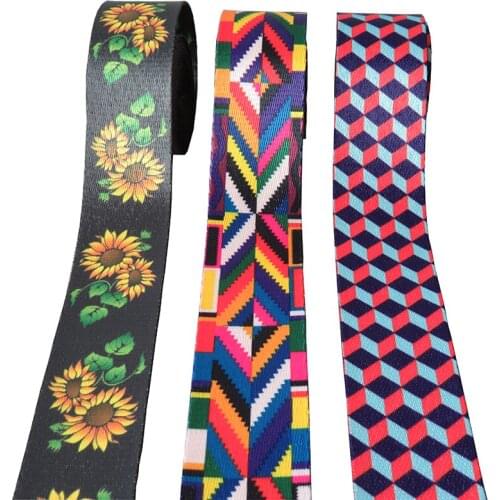 1 Yard Width 38mm Printed Webbing Ribbon Luggage Yoga Belt Strap Dog Pet Collar Leash Rope Harness Backpack Bag Sewing Accessory
