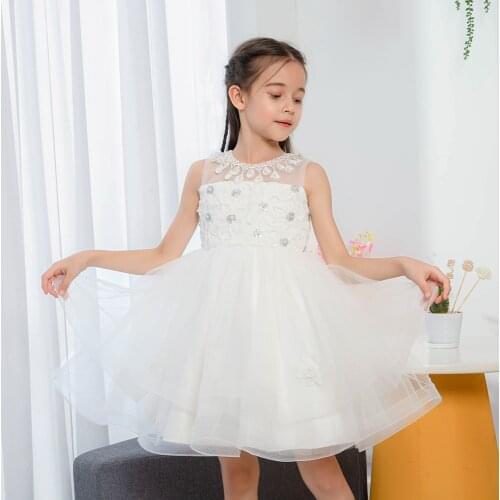 Summer Flower White Girl Dresses Princess Girls Dresses for Party and Wedding Costume Evening Bridesmaid Dress Children Clothing