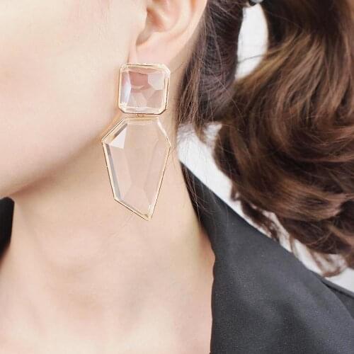 MANILAI Trend Glass Drop Dangle Earrings For Women Charm Geometric Earings For Bride Wedding Accessories ZA Jewelry New