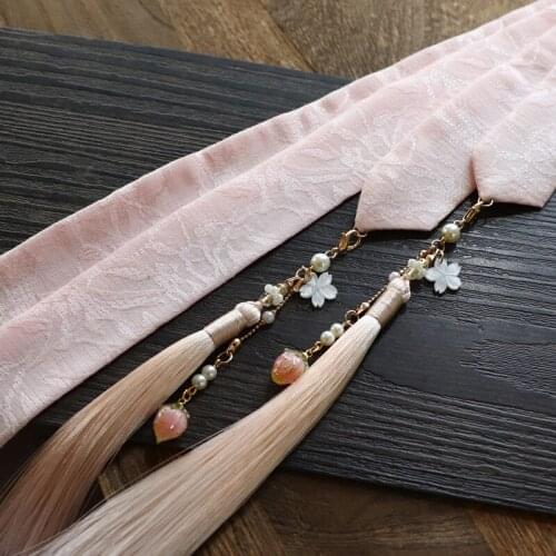 The Original manual hanfu gradient ice silk tassel hair band ancientry ribbon tire hair accessories