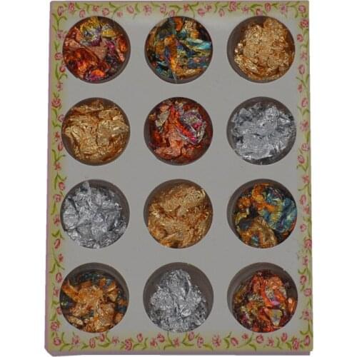 YZWLE Professional 12pcs Boxes Gold Silver Copper Nail Art Foil Paillette Chip Design Tips Decorations Set Tools