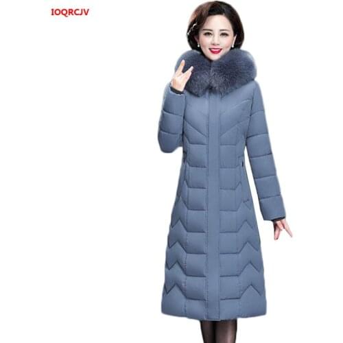 Plus Size 6XL 7XL Winter Middle-aged Mother Down Cotton Jacket Thick Warm Long Women Parka Ladies Winter Coat Outerwear W1418
