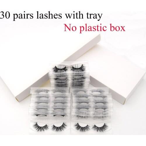 30pairs/pack Visofree 3D Mink Lashes with Tray No Box Natural Cruelty Free Mink Eyelashes Reusable False Eyelashes Long Faux Cil