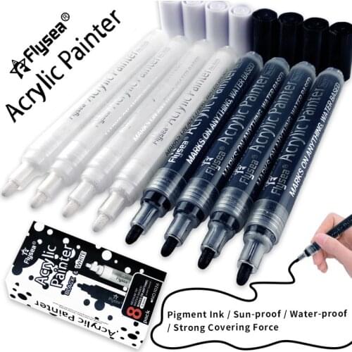 Water-based Pen Marker Body Painting Acrylic Marker DIY Ceramic Art Painting Function Graffiti Pens Black And White Color