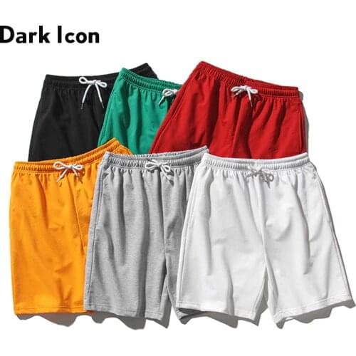 Dark Icon Solid Color Elastic Waist Shorts Men 2020 Summer Plain Casual Mens Shorts Mulity Colors M-5XL