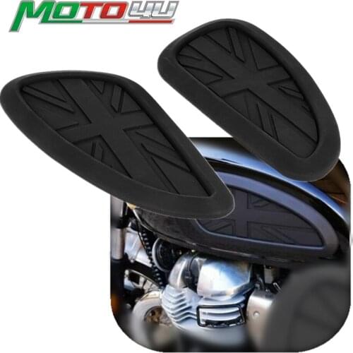 Universal Motorcycle Cafe Racer Gas Fuel tank Rubber Sticker Protector Knee Tank pad Grip Retro Union Jack Logo For Triumph